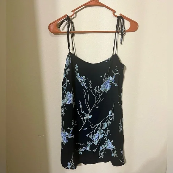 REFORMATION Black Floral 100% Viscose Mini Dress - Picture 7 of 11